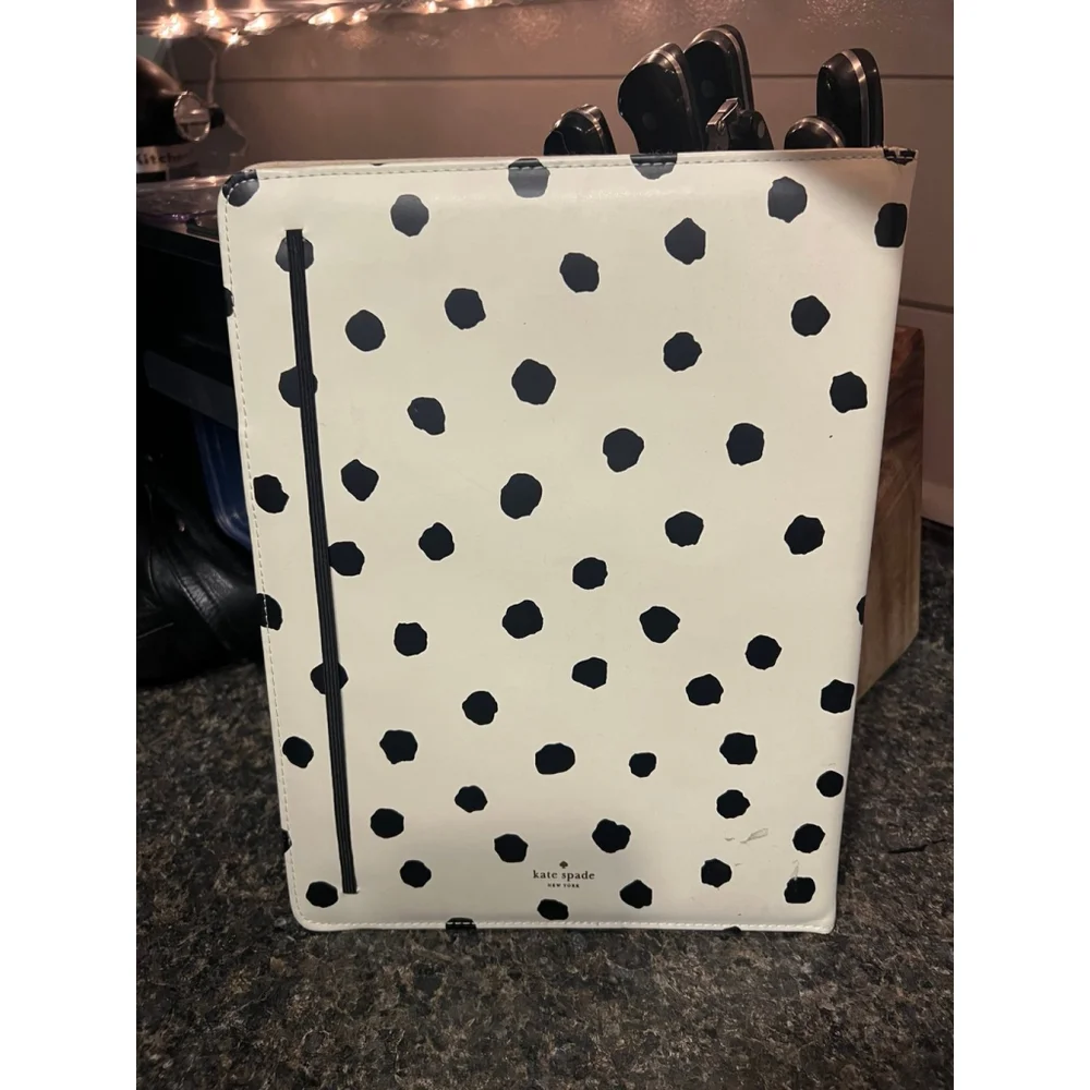 Kate Spade New York polka dot notepad folio or desktop notebook organizer.
